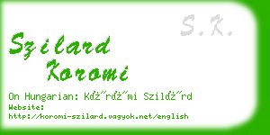 szilard koromi business card